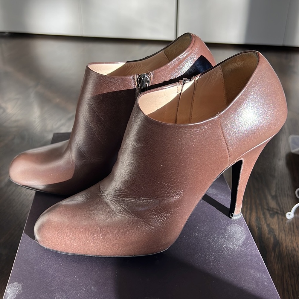 Prada Calzature Donna Mordore Bootie Heels, Cafe color size 37.5 EU - Picture 4 of 8